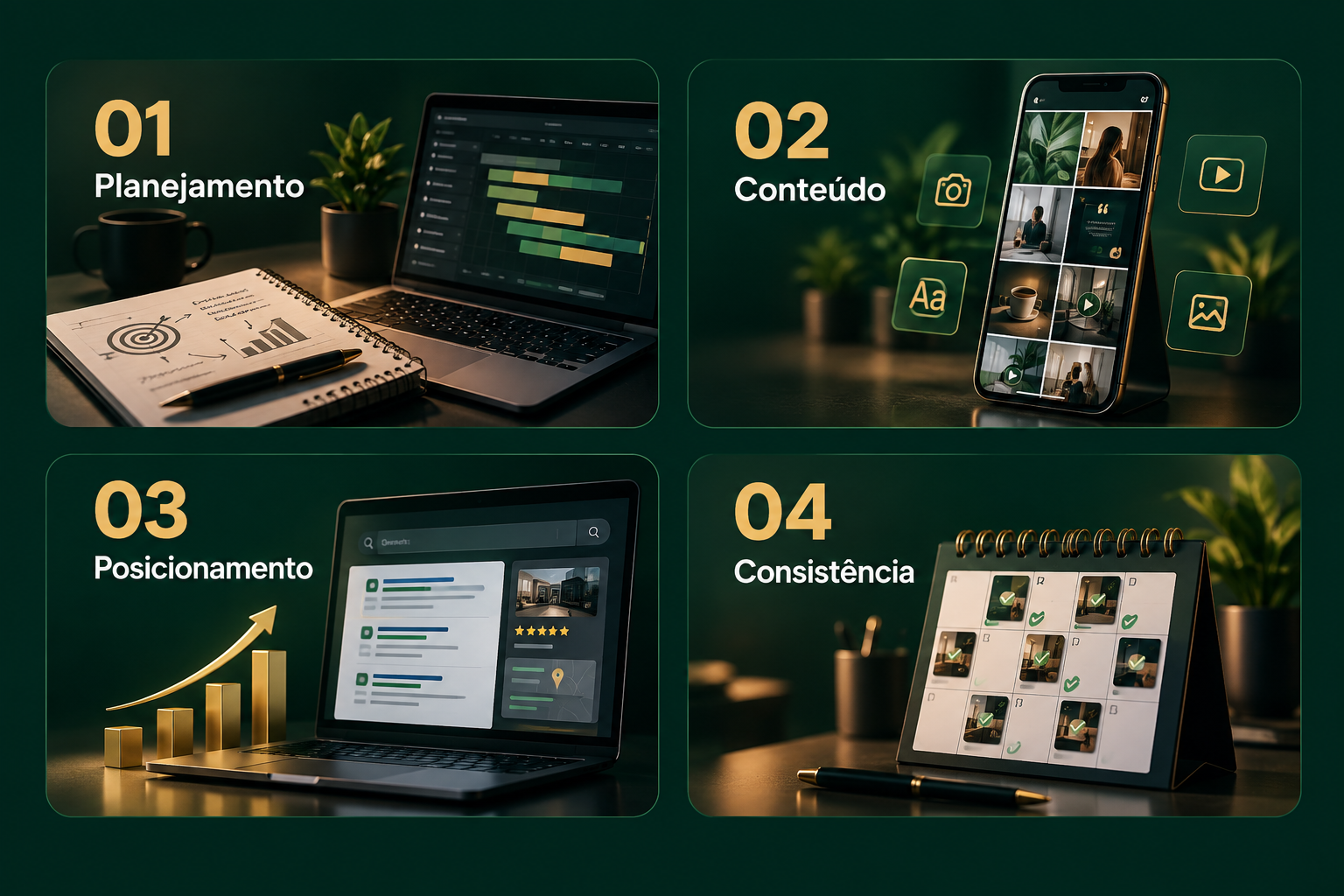 Planejamento, conteúdo, posicionamento e consistência para redes sociais
